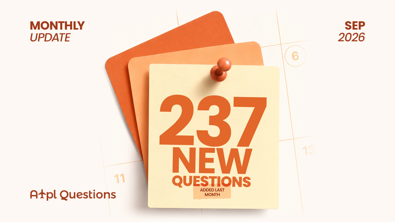 What's New in September 2026: 237 New Questions Added